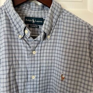 Men’s Polo Ralph Lauren Classic Fit Long Sleeve Button Shirt Blue Plaid XXL
